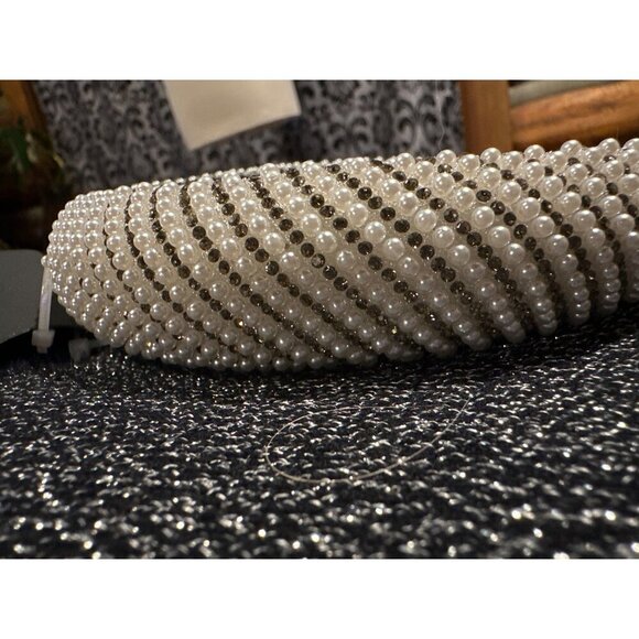 Noir Pearl & Rhinestone Embellished Headband - Picture 2 of 5